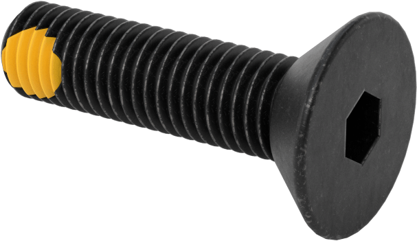 Dişli Kilitlemeli Altıgen Tahrikli Düz Başlı Vidalar, Alaşımlı Çelik, 1/4"-28 Diş Boyutu, 1" Uzunluk