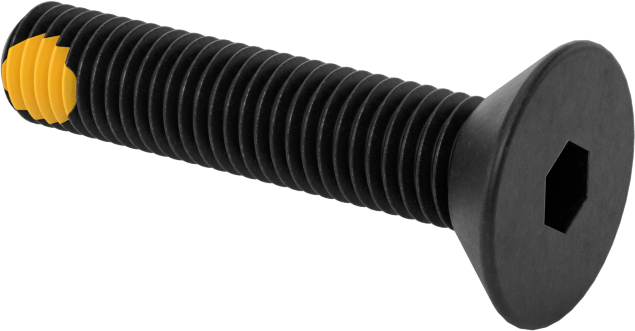 Dişli Kilitlemeli Altıgen Tahrikli Düz Başlı Vidalar, Alaşımlı Çelik, 1/4"-28 Diş Boyutu, 1-1/4" Uzunluk