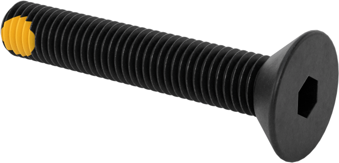 Dişli Kilitlemeli Altıgen Tahrikli Düz Başlı Vidalar, Alaşımlı Çelik, 1/4"-28 Diş Boyutu, 1-1/2" Uzunluk