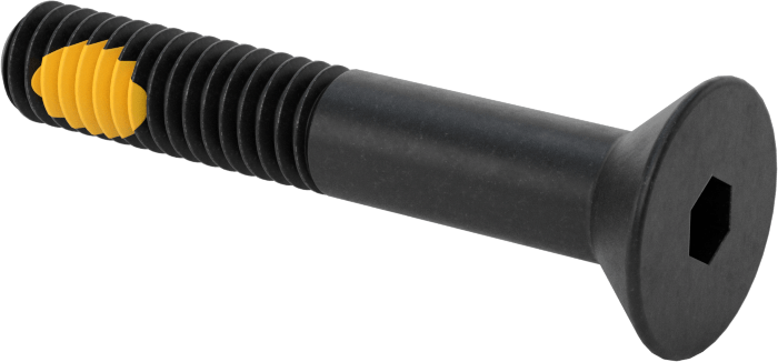 Dişli Kilitlemeli Altıgen Tahrikli Düz Başlı Vidalar, Alaşımlı Çelik, 5/16"-18 Diş Boyutu, 2" Uzunluk