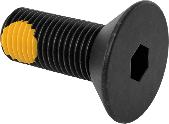 Dişli Kilitlemeli Altıgen Tahrikli Düz Başlı Vidalar, Alaşımlı Çelik, 3/8"-24 Diş Boyutu, 1" Uzunluk
