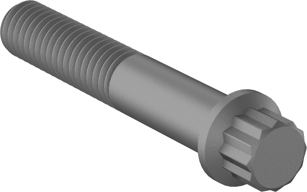Çelik 12 Uçlu Vida, 3/8"-16 Diş Boyutu, 2-1/4" Uzunluk