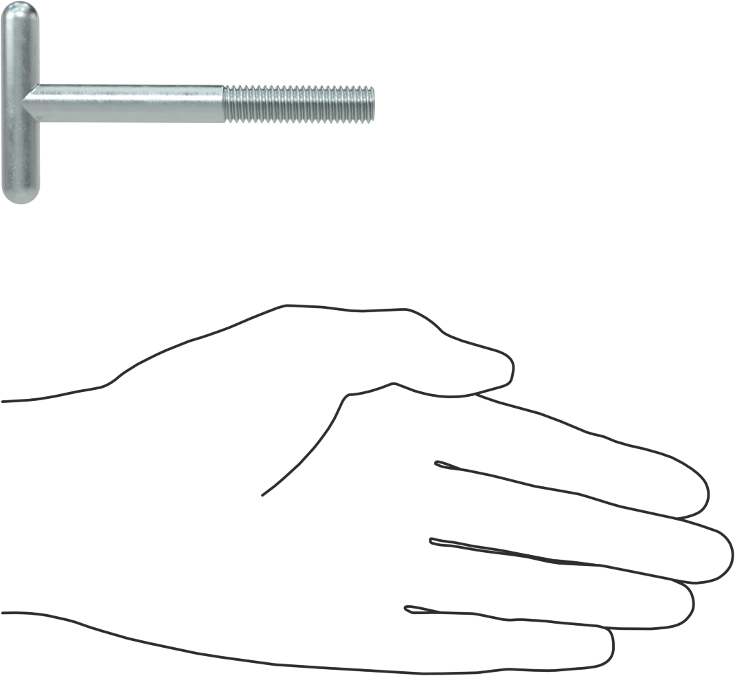 T-Cıvata, Çinko Kaplı Çelik, 3/8"-16 Diş Boyutu, 3-11/16" Uzunluk