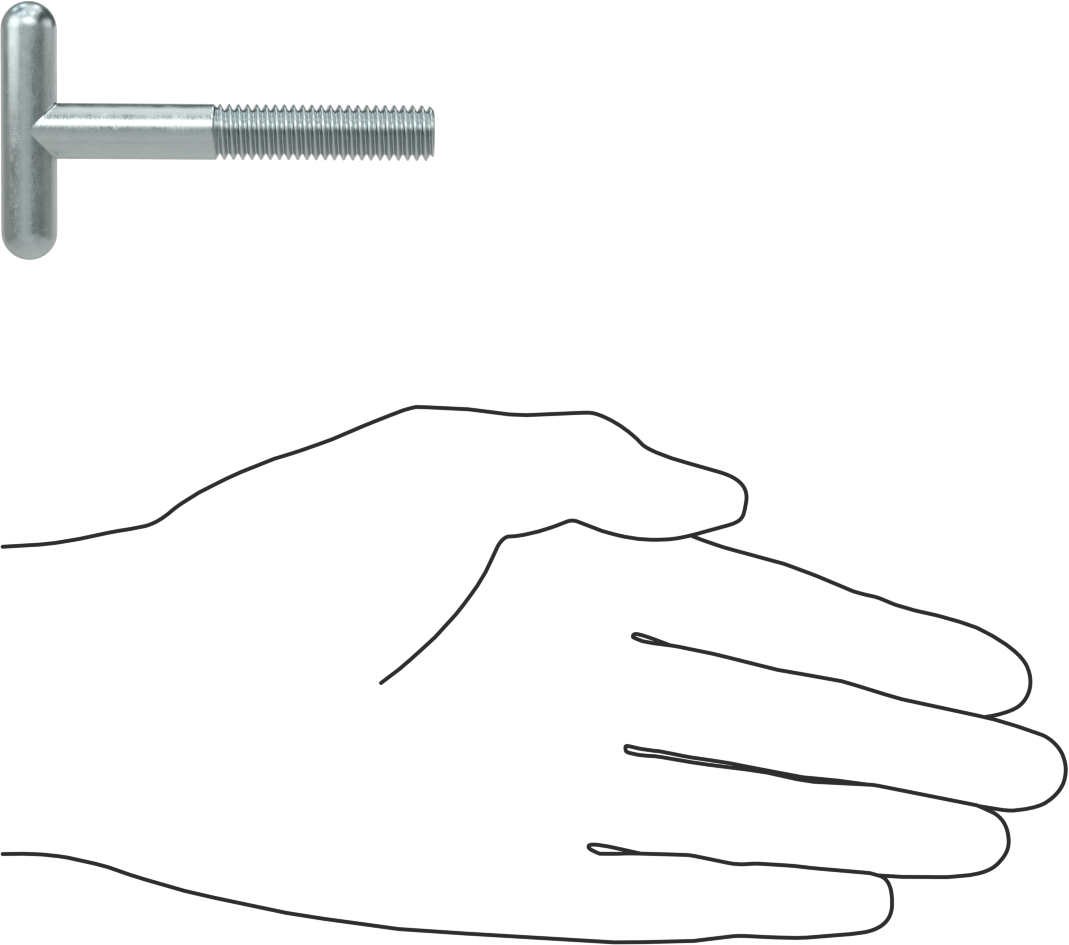 T-Cıvata, Çinko Kaplı Çelik, 3/8"-16 Diş Boyutu, 2-15/16" Uzunluk