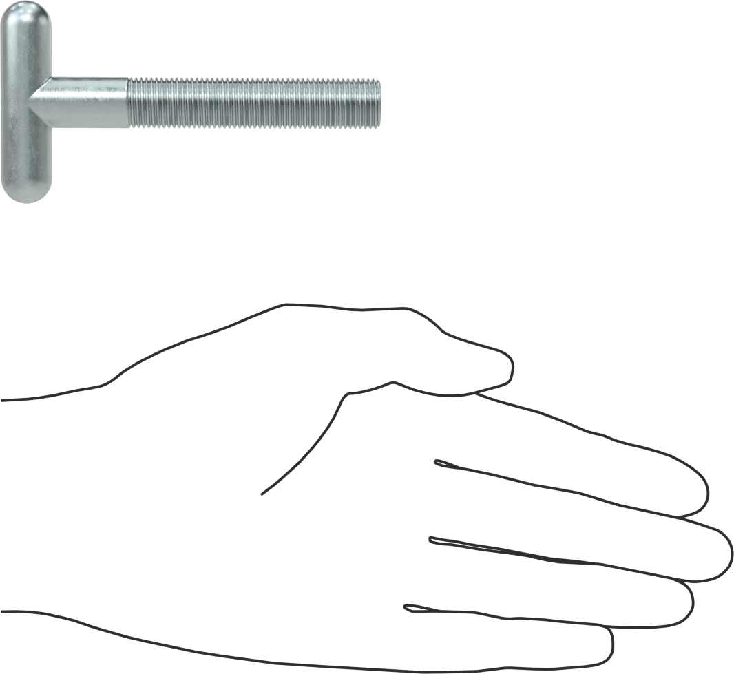 T-Cıvata, Çinko Kaplı Çelik, 1/2"-20 Diş Boyutu, 3-3/4" Uzunluk