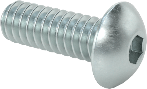 Çinko Kaplı Düğme Başlı Altıgen Soketli Vida, Alaşımlı Çelik, 2-56 Diş Boyutu, 1/4" Uzunluk