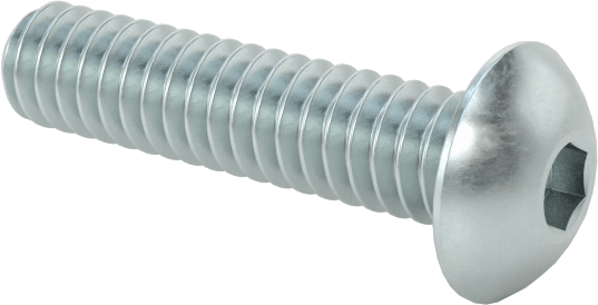 Çinko Kaplı Düğme Başlı Altıgen Soketli Vida, Alaşımlı Çelik, 2-56 Diş Boyutu, 3/8" Uzunluk