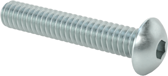 Çinko Kaplı Düğme Başlı Altıgen Soketli Vida, Alaşımlı Çelik, 2-56 Diş Boyutu, 1/2" Uzunluk