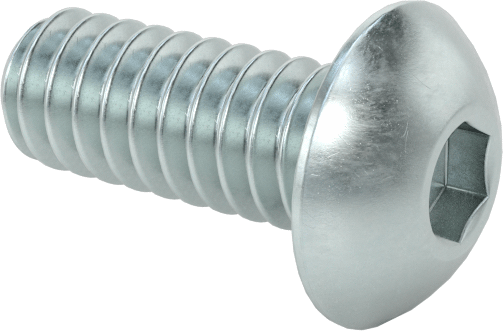 Çinko Kaplı Düğme Başlı Altıgen Soketli Vida, Alaşımlı Çelik, 3-48 Diş Boyutu, 1/4" Uzunluk