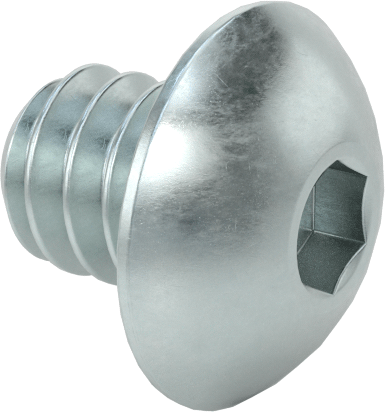 Çinko Kaplı Düğme Başlı Altıgen Soketli Vida, Alaşımlı Çelik, 4-40 Diş Boyutu, 1/8" Uzunluk