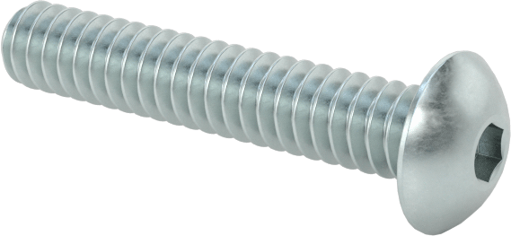 Çinko Kaplı Düğme Başlı Altıgen Soketli Vida, Alaşımlı Çelik, 4-40 Diş Boyutu, 5/8" Uzunluk