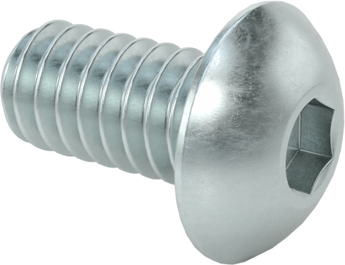 Çinko Kaplı Düğme Başlı Altıgen Soketli Vida, Alaşımlı Çelik, 5-40 Diş Boyutu, 1/4" Uzunluk