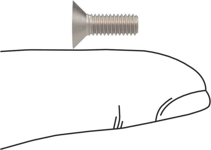 Titanyum Phillips Düz Başlı Vidalar, M4 x 0,7 mm Diş Boyutu, 12 mm Uzunluk