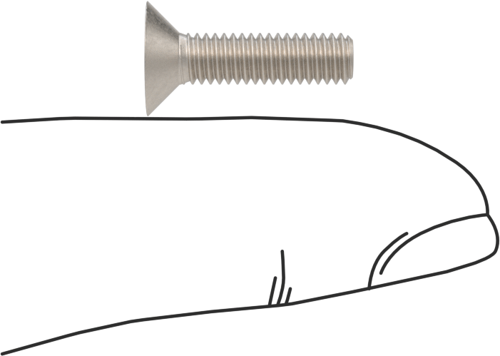 Titanyum Phillips Düz Başlı Vidalar, M4 x 0,7 mm Diş Boyutu, 16 mm Uzunluk