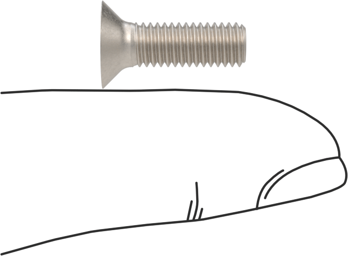 Titanyum Phillips Düz Başlı Vidalar, M5 x 0,8 mm Diş Boyutu, 16 mm Uzunluk