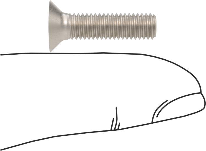Titanyum Phillips Düz Başlı Vidalar, M5 x 0,8 mm Diş Boyutu, 20 mm Uzunluk