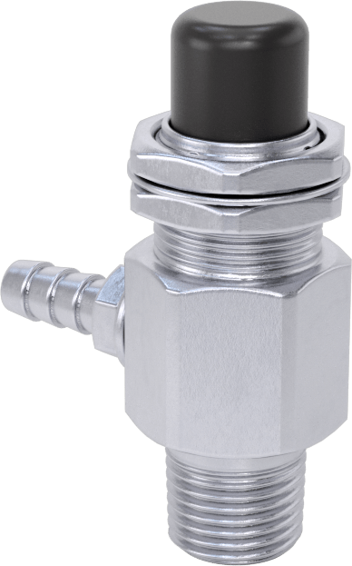 Dikenli Bağlantı Parçalı Panele Monte Açma/Kapama Vanası, Düğme, 1/8 NPT Erkek x 1/8" İç Çaplı Boru için