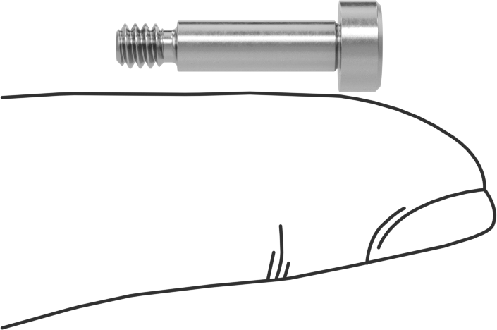 18-8 Paslanmaz Çelik Diş Kilitlemeli Omuzlu Vida, 5/32" Omuz Çapı, 1/2" Omuz Uzunluğu, 6-32 Diş
