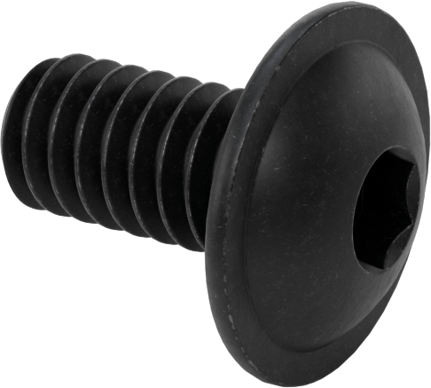 Siyah Oksit Flanşlı Düğme Başlı Altıgen Soketli Vida, Alaşımlı Çelik, 1/4"-20 Diş Boyutu, 1/2" Uzunluk