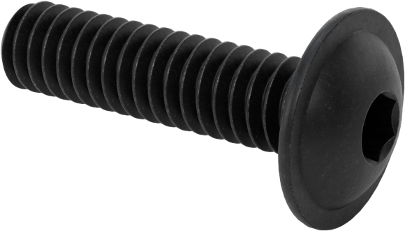 Siyah Oksit Flanşlı Düğme Başlı Altıgen Soketli Vida, Alaşımlı Çelik, 1/4"-20 Diş Boyutu, 1" Uzunluk