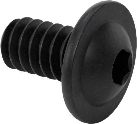 Siyah Oksit Flanşlı Düğme Başlı Altıgen Soketli Vida, Alaşımlı Çelik, 6-32 Diş Boyutu, 1/4" Uzunluk