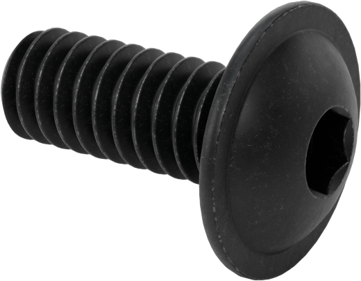 Siyah Oksit Flanşlı Düğme Başlı Altıgen Soketli Vida, Alaşımlı Çelik, 1/4"-20 Diş Boyutu, 5/8" Uzunluk