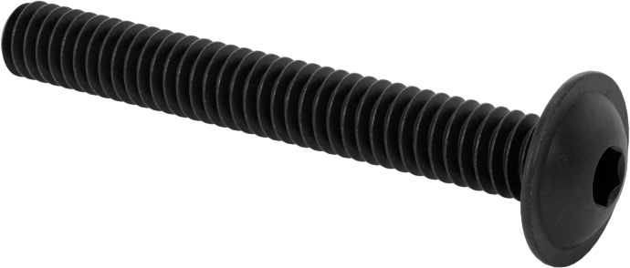 Siyah Oksit Flanşlı Düğme Başlı Altıgen Soketli Vida, Alaşımlı Çelik, 1/4"-20 Diş Boyutu, 2" Uzunluk