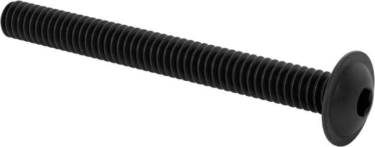 Siyah Oksit Flanşlı Düğme Başlı Altıgen Soketli Vida, Alaşımlı Çelik, 1/4"-20 Diş Boyutu, 2-1/2" Uzunluk