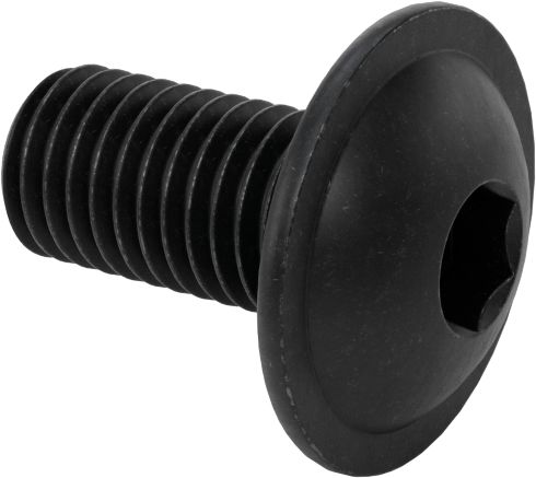 Siyah Oksit Flanşlı Düğme Başlı Altıgen Soketli Vida, Alaşımlı Çelik, 1/4"-28 Diş Boyutu, 1/2" Uzunluk