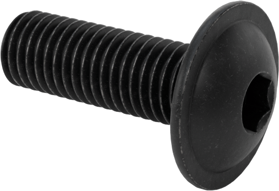 Siyah Oksit Flanşlı Düğme Başlı Altıgen Soketli Vida, Alaşımlı Çelik, 1/4"-28 Diş Boyutu, 3/4" Uzunluk