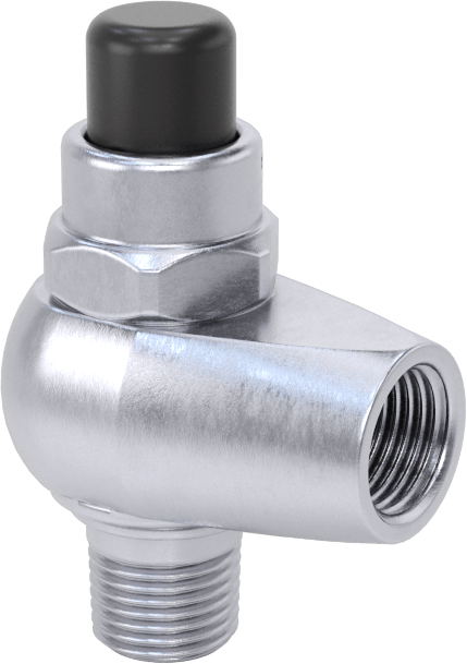 Döner Dişli Açma/Kapama Vanası, Basma Düğmeli, 1/8 NPT Erkek x 1/8 NPT Dişi