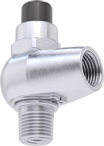 Döner Dişli Açma/Kapama Vanası, Basma Düğmeli, 1/8 NPT Erkek x 1/8 NPT Dişi