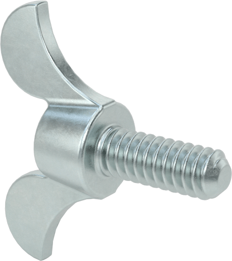 Çinko Kaplamalı Demir Kanat Başlı Parmak Vidası, 10-24 Diş Boyutu, 1/2" Uzunluk