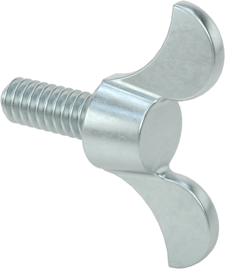 Çinko Kaplamalı Demir Kanat Başlı Parmak Vidası, 10-24 Diş Boyutu, 1/2" Uzunluk