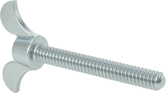 Çinko Kaplamalı Demir Kanat Başlı Parmak Vidası, 10-24 Diş Boyutu, 1-1/2" Uzunluk