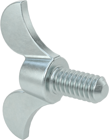 Çinko Kaplamalı Demir Kanat Başlı Parmak Vidası, 1/4"-20 Diş Boyutu, 1/2" Uzunluk