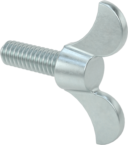 Çinko Kaplamalı Demir Kanat Başlı Parmak Vidası, 1/4"-20 Diş Boyutu, 3/4" Uzunluk