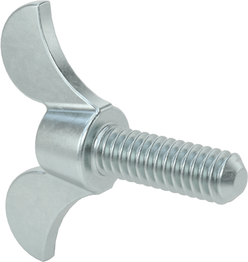 Çinko Kaplamalı Demir Kanat Başlı Parmak Vidası, 1/4"-20 Diş Boyutu, 3/4" Uzunluk