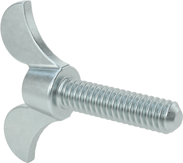 Çinko Kaplamalı Demir Kanat Başlı Parmak Vidası, 1/4"-20 Diş Boyutu, 1" Uzunluk