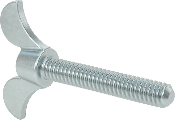 Çinko Kaplamalı Demir Kanat Başlı Parmak Vidası, 1/4"-20 Diş Boyutu, 1-1/2" Uzunluk