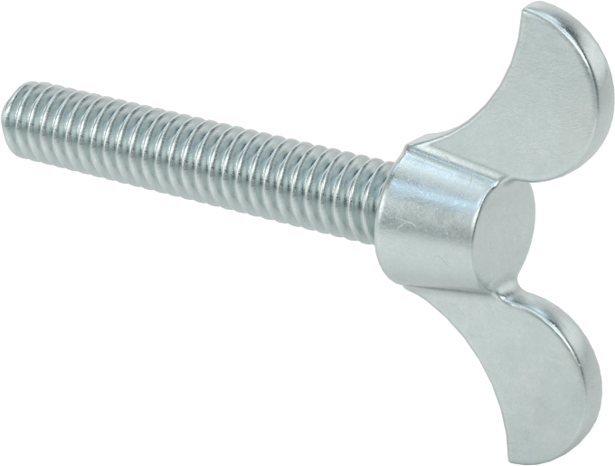 Çinko Kaplamalı Demir Kanat Başlı Parmak Vidası, 1/4"-20 Diş Boyutu, 1-1/2" Uzunluk