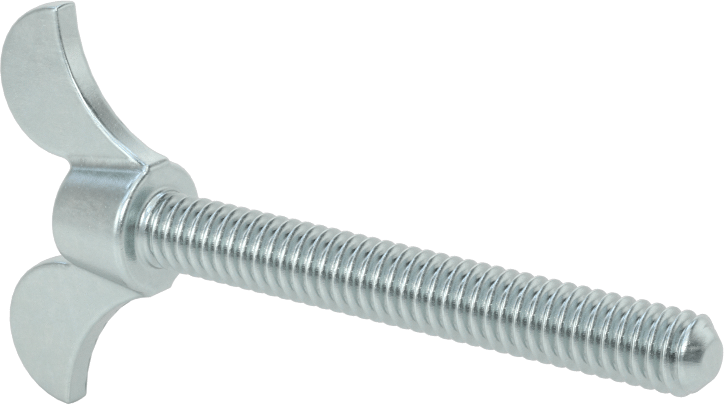 Çinko Kaplamalı Demir Kanat Başlı Parmak Vidası, 1/4"-20 Diş Boyutu, 2" Uzunluk