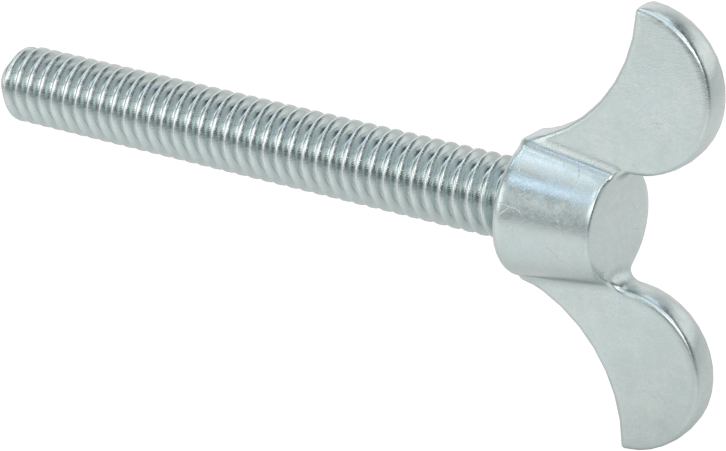 Çinko Kaplamalı Demir Kanat Başlı Parmak Vidası, 1/4"-20 Diş Boyutu, 2" Uzunluk