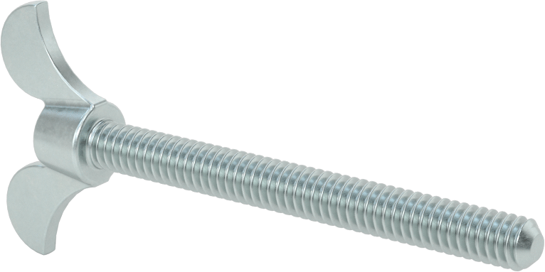 Çinko Kaplamalı Demir Kanat Başlı Parmak Vidası, 1/4"-20 Diş Boyutu, 2-1/2" Uzunluk