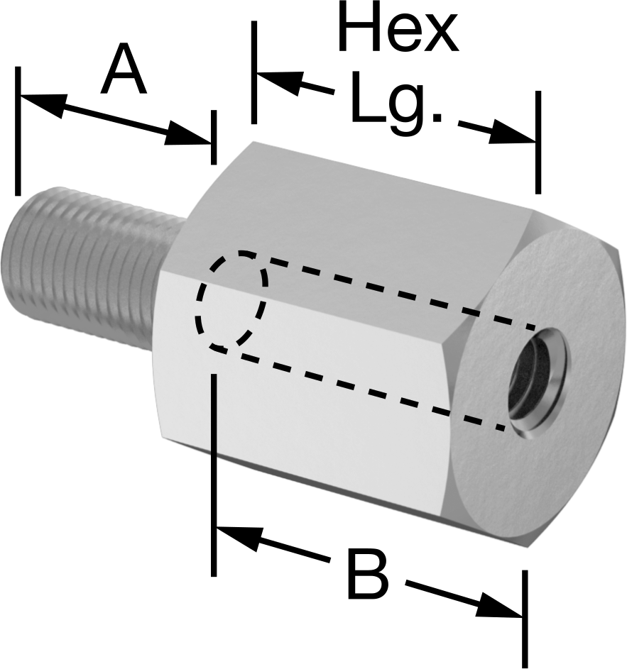 316 Paslanmaz Çelik Erkek-Dişi Altıgen Dişli Adaptör, M5 x 0,5 mm Diş - M4 x 0,7 mm Diş