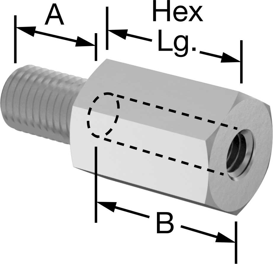 316 Paslanmaz Çelik Erkek-Dişi Altıgen Dişli Adaptör, M8 x 1 mm Diş - M6 x 1 mm Diş