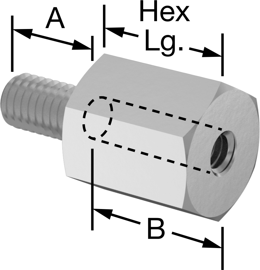 316 Paslanmaz Çelik Erkek-Dişi Altıgen Dişli Adaptör, M5 x 0,8 mm Diş - M4 x 0,7 mm Diş