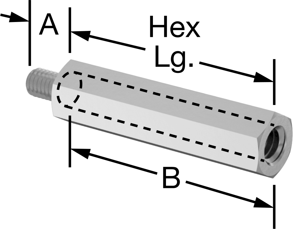 18-8 Paslanmaz Çelik Erkek-Dişi Altıgen Dişli Adaptör, M3 x 0,5 mm Diş - M4 x 0,7 mm Diş