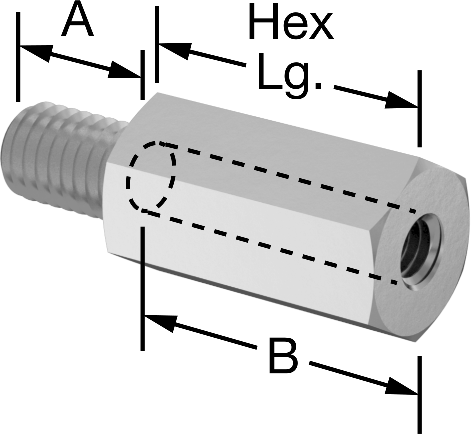 18-8 Paslanmaz Çelik Erkek-Dişi Altıgen Dişli Adaptör, M5 x 0,8 mm Diş - M4 x 0,7 mm Diş