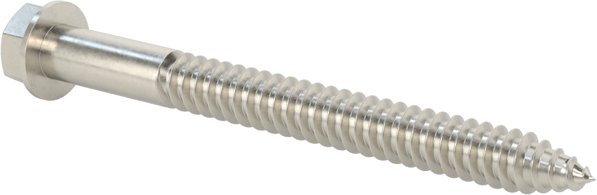 316 Paslanmaz Çelik Flanşlı Altıgen Başlı Ahşap Vida, 3/8" Vida Boyutu, 4" Uzunluk